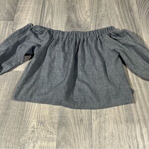 Lulu’s off-Shoulder Light Blue/Gray Crop Top; Small